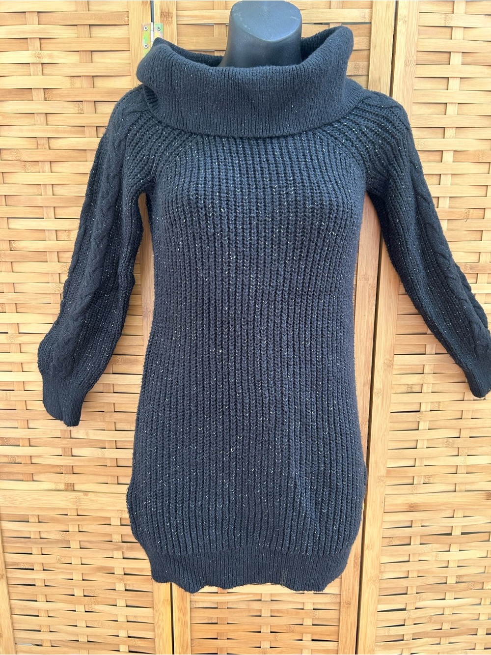Abercrombie & Fitch Black Cowl Neck Ribbed Sweater dress